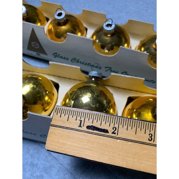 Vintage Newcrest Gold Glass Christmas Tree Ornaments Set of 9 2-Inch Deluxe Qual - Picture 6 of 8